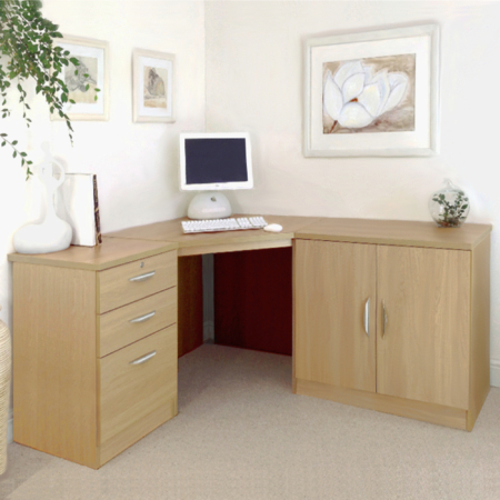 Set 13 – Corner Desk with Cupboard & Drawer Units