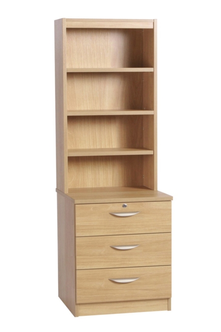 B-3AC-OD Desk Height 3 Drawer 600mm CD/DVD Storage Chest with Bookcase