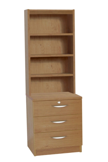 B-3AC-OD Desk Height 3 Drawer 600mm CD/DVD Storage Chest with Bookcase - Image 3