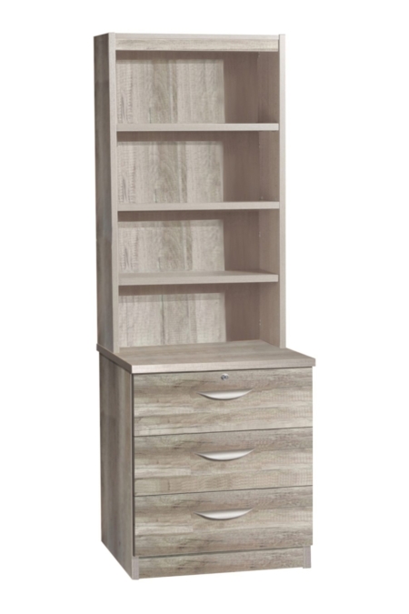 B-3AC-OD Desk Height 3 Drawer 600mm CD/DVD Storage Chest with Bookcase - Image 4