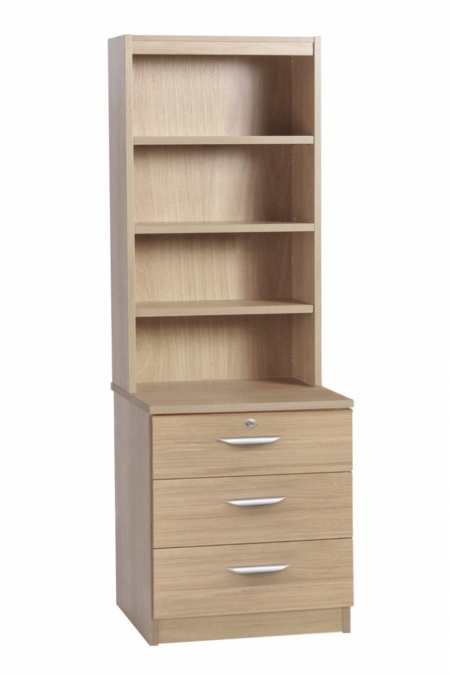 B-3AC-OD Desk Height 3 Drawer 600mm CD/DVD Storage Chest with Bookcase - Image 5