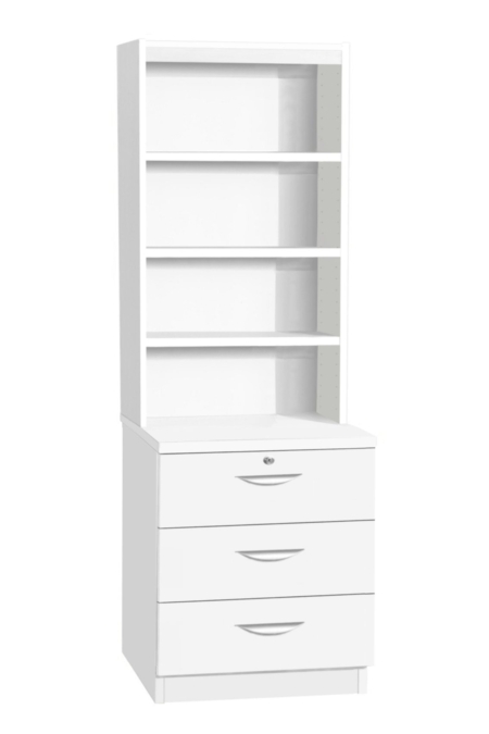 B-3AC-OD Desk Height 3 Drawer 600mm CD/DVD Storage Chest with Bookcase - Image 7