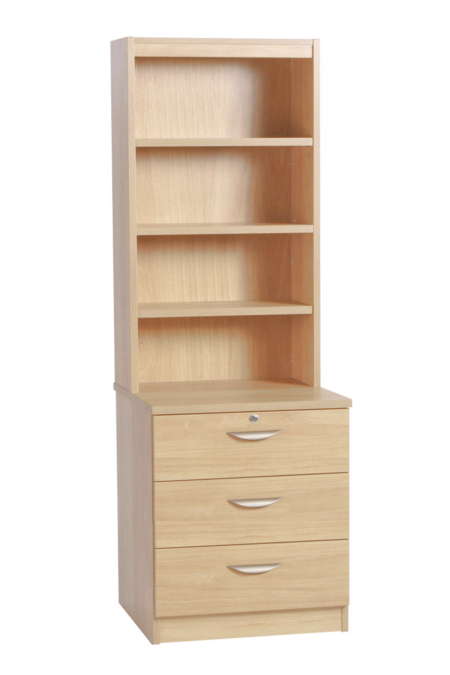 B-3AC-OD Desk Height 3 Drawer 600mm CD/DVD Storage Chest with Bookcase - Image 8