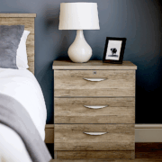 The 3 Drawer B-3AC Drawer unit in Nebraska Grey being used as a bedside table with matching bespoke headboard
